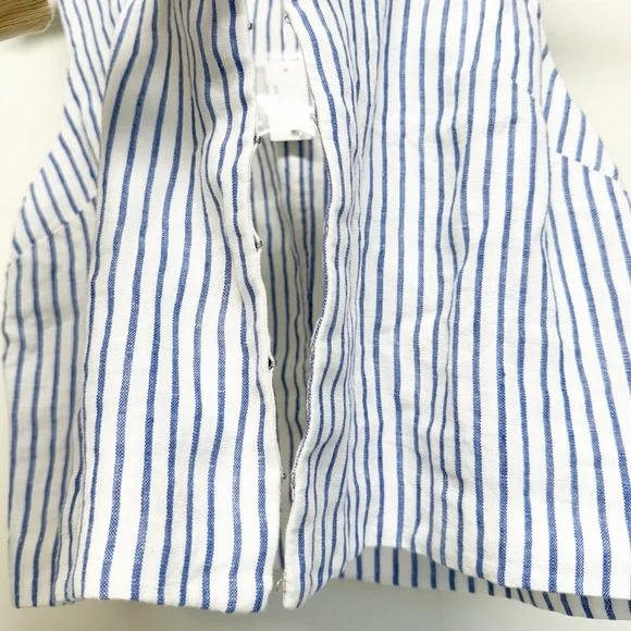 NWT MADEWELL Scoop Neck Crop Tank 100% Linen Sleeveless Blue White Size 6 - Picture 4 of 7